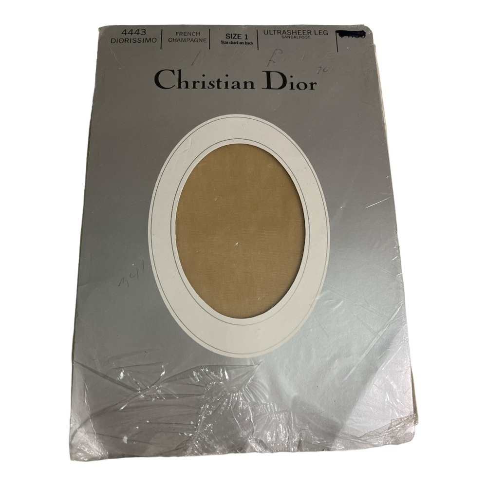 Christian Dior Diorissimo French Champagne Ultrasheer Sandalfoot Pantyhose Sz 1